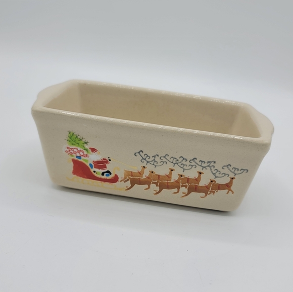 Nantucket Christmas Ceramic Mini Loaf Pans Vintage Ornaments & Santa Set of 2 - Picture 9 of 15